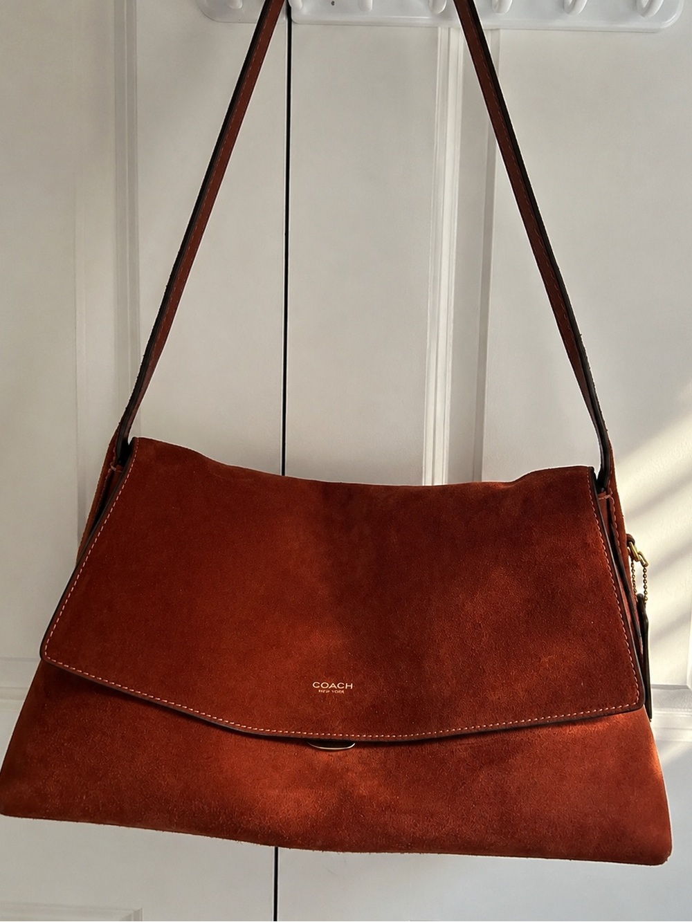 Coach Suede Shoulder Bag in Rust